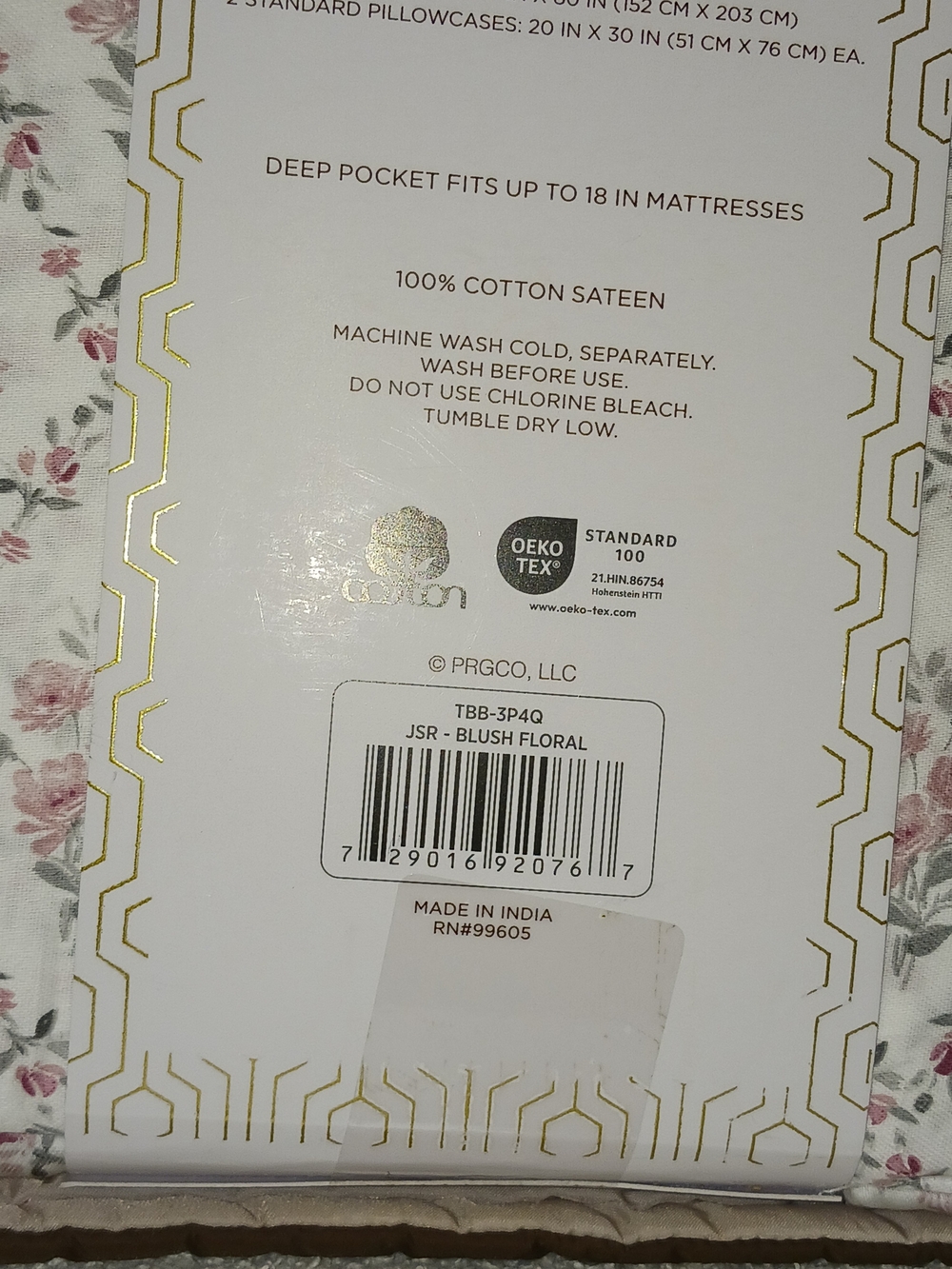 ✨️SEALED✨️ Papyrus Blush Floral Cotton Sateen Queen Sheet Set - Picture 13 of 13